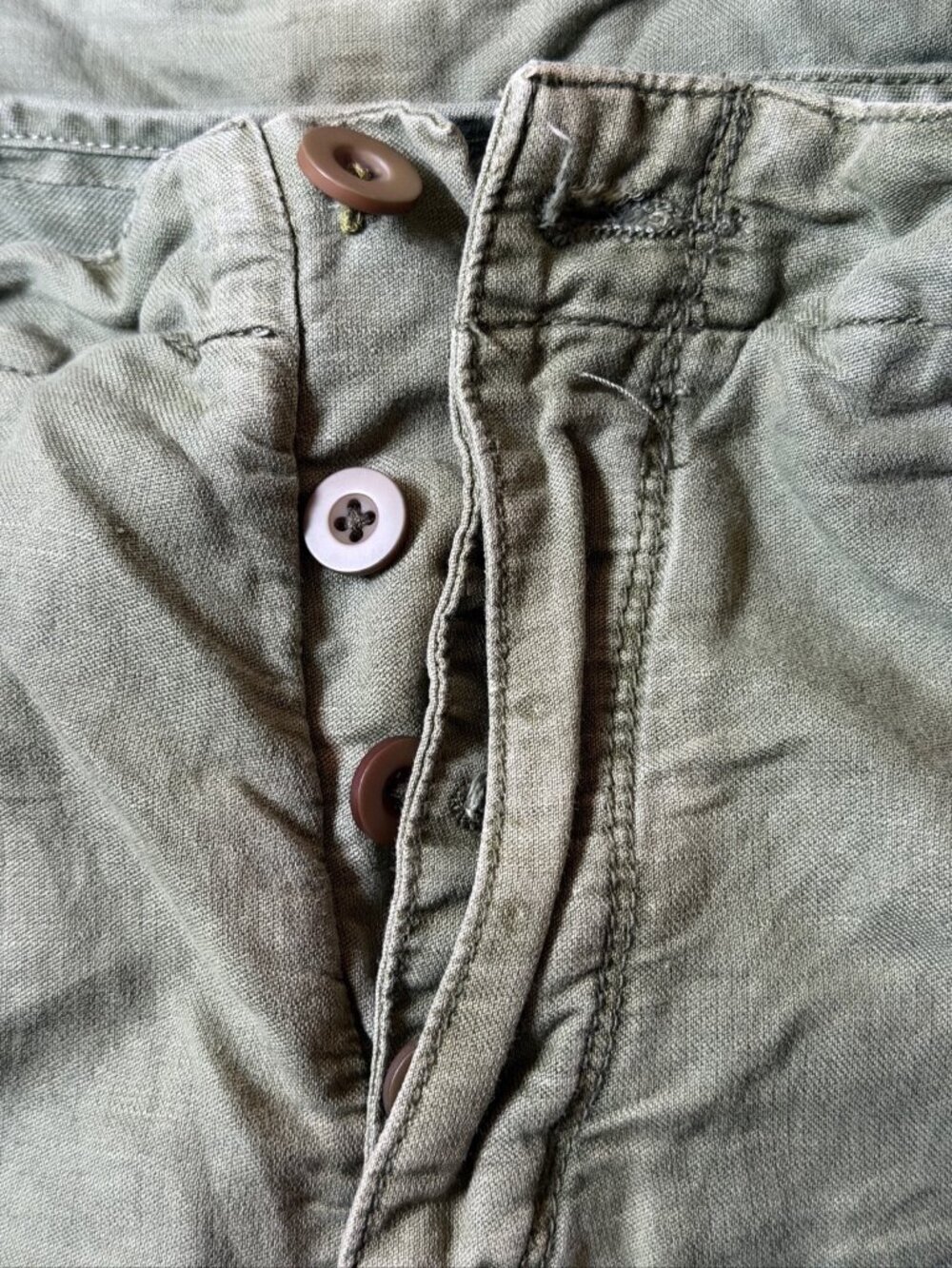 Free People Cargo Pants 4 Womens Green Dirty Wash Button Fly Baggy Bags - Picture 10 of 10